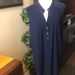 Navy blue sleeveless tunic polyester